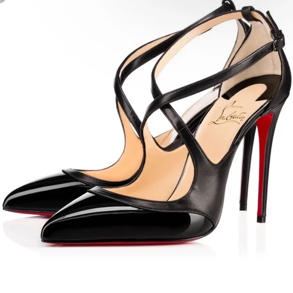 Christian Louboutin Crissos 100 Patent & Nappa Shiny Leather Pump Size 41.5 - Picture 2 of 14